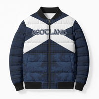 Custom Scotland Tartan Football Bomber Puffer Jacket Flag Style - Wonder Print Shop