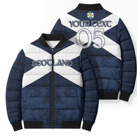 Custom Scotland Tartan Football Bomber Puffer Jacket Flag Style - Wonder Print Shop