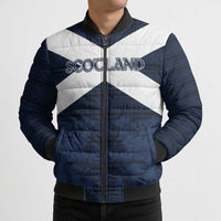 Custom Scotland Tartan Football Bomber Puffer Jacket Flag Style - Wonder Print Shop