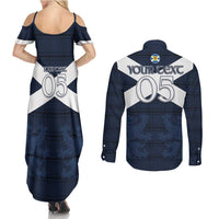 Custom Scotland Tartan Football Couples Matching Summer Maxi Dress and Long Sleeve Button Shirt Flag Style - Wonder Print Shop