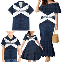 Custom Scotland Tartan Football Family Matching Mermaid Dress and Hawaiian Shirt Flag Style - Wonder Print Shop