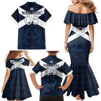 Custom Scotland Tartan Football Family Matching Mermaid Dress and Hawaiian Shirt Flag Style - Wonder Print Shop