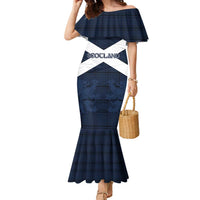 Custom Scotland Tartan Football Family Matching Mermaid Dress and Hawaiian Shirt Flag Style - Wonder Print Shop