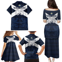 Custom Scotland Tartan Football Family Matching Puletasi and Hawaiian Shirt Flag Style - Wonder Print Shop