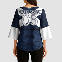 Custom Scotland Tartan Football Kimono Sleeve Blouse Flag Style - Wonder Print Shop