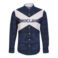 Custom Scotland Tartan Football Long Sleeve Button Shirt Flag Style - Wonder Print Shop