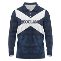 Custom Scotland Tartan Football Long Sleeve Polo Shirt Flag Style - Wonder Print Shop