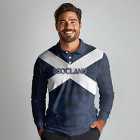 Custom Scotland Tartan Football Long Sleeve Polo Shirt Flag Style - Wonder Print Shop