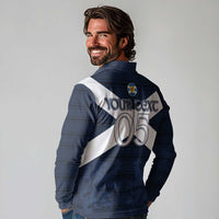 Custom Scotland Tartan Football Long Sleeve Polo Shirt Flag Style - Wonder Print Shop