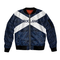Custom Scotland Tartan Football Sleeve Zip Bomber Jacket Flag Style - Wonder Print Shop