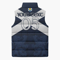 Custom Scotland Tartan Football Sleeveless Puffer Jacket Flag Style - Wonder Print Shop