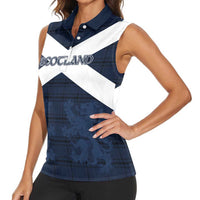 Custom Scotland Tartan Football Women Sleeveless Polo Shirt Flag Style - Wonder Print Shop
