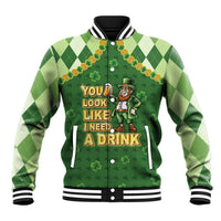 Happy St Patrick's Day Baseball Jacket Leprechaun With Beer