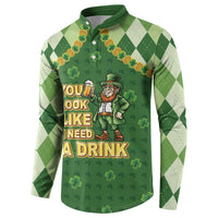 Happy St Patrick's Day Button Sweatshirt Leprechaun With Beer
