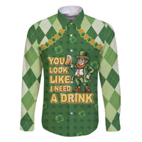 Happy St Patrick's Day Family Matching Off The Shoulder Long Sleeve Dress and Hawaiian Shirt Leprechaun With Beer