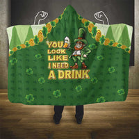 Happy St Patrick's Day Hooded Blanket Leprechaun With Beer