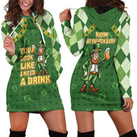 Happy St Patrick's Day Hoodie Dress Leprechaun With Beer
