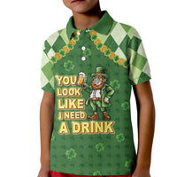 Happy St Patrick's Day Kid Polo Shirt Leprechaun With Beer