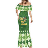 Happy St Patrick's Day Mermaid Dress Leprechaun With Beer