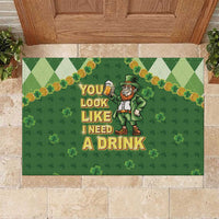Happy St Patrick's Day Rubber Doormat Leprechaun With Beer