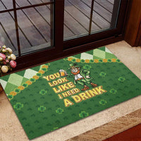 Happy St Patrick's Day Rubber Doormat Leprechaun With Beer