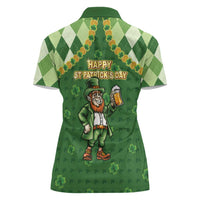 Happy St Patrick's Day Women Polo Shirt Leprechaun With Beer