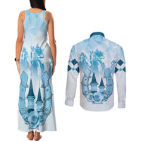 Kentucky Horse Racing Couples Matching Tank Maxi Dress and Long Sleeve Button Shirt 151st Anniversary Blue Version LT05
