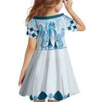 Kentucky Horse Racing Family Matching Off The Shoulder Long Sleeve Dress and Hawaiian Shirt 151st Anniversary Blue Version LT05