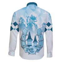 Kentucky Horse Racing Family Matching Off The Shoulder Long Sleeve Dress and Hawaiian Shirt 151st Anniversary Blue Version LT05