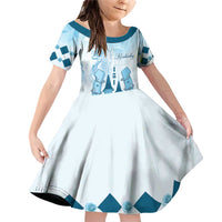 Kentucky Horse Racing Family Matching Off Shoulder Short Dress and Hawaiian Shirt 151st Anniversary Blue Version LT05