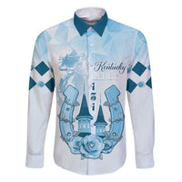 Kentucky Horse Racing Family Matching Off Shoulder Short Dress and Hawaiian Shirt 151st Anniversary Blue Version LT05