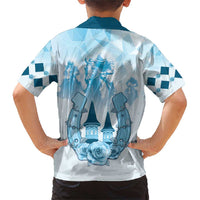 Kentucky Horse Racing Family Matching Short Sleeve Bodycon Dress and Hawaiian Shirt 151st Anniversary Blue Version LT05
