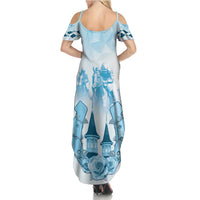 Kentucky Horse Racing Family Matching Summer Maxi Dress and Hawaiian Shirt 151st Anniversary Blue Version LT05