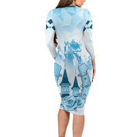 Kentucky Horse Racing Long Sleeve Bodycon Dress 151st Anniversary Blue Version LT05