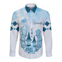 Kentucky Horse Racing Long Sleeve Button Shirt 151st Anniversary Blue Version LT05
