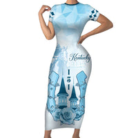 Kentucky Horse Racing Short Sleeve Bodycon Dress 151st Anniversary Blue Version LT05