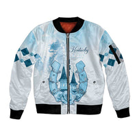 Kentucky Horse Racing Sleeve Zip Bomber Jacket 151st Anniversary Blue Version LT05