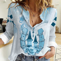 Kentucky Horse Racing Women Casual Shirt 151st Anniversary Blue Version LT05