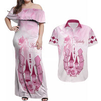 Kentucky Horse Racing Couples Matching Off Shoulder Maxi Dress and Hawaiian Shirt 151st Anniversary Pink Version LT05