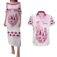Kentucky Horse Racing Couples Matching Puletasi and Hawaiian Shirt 151st Anniversary Pink Version LT05