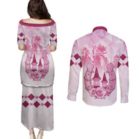 Kentucky Horse Racing Couples Matching Puletasi and Long Sleeve Button Shirt 151st Anniversary Pink Version LT05