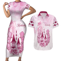 Kentucky Horse Racing Couples Matching Short Sleeve Bodycon Dress and Hawaiian Shirt 151st Anniversary Pink Version LT05