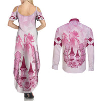 Kentucky Horse Racing Couples Matching Summer Maxi Dress and Long Sleeve Button Shirt 151st Anniversary Pink Version LT05