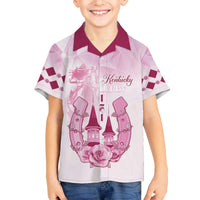 Kentucky Horse Racing Family Matching Off The Shoulder Long Sleeve Dress and Hawaiian Shirt 151st Anniversary Pink Version LT05