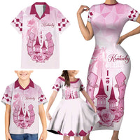 Kentucky Horse Racing Family Matching Short Sleeve Bodycon Dress and Hawaiian Shirt 151st Anniversary Pink Version LT05