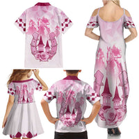 Kentucky Horse Racing Family Matching Summer Maxi Dress and Hawaiian Shirt 151st Anniversary Pink Version LT05