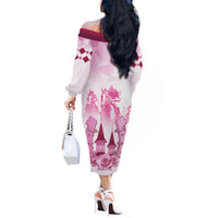 Kentucky Horse Racing Off The Shoulder Long Sleeve Dress 151st Anniversary Pink Version LT05