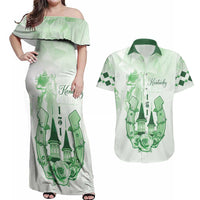 Kentucky Horse Racing Couples Matching Off Shoulder Maxi Dress and Hawaiian Shirt 151st Anniversary Green Version LT05