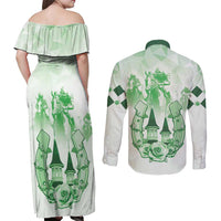 Kentucky Horse Racing Couples Matching Off Shoulder Maxi Dress and Long Sleeve Button Shirt 151st Anniversary Green Version LT05