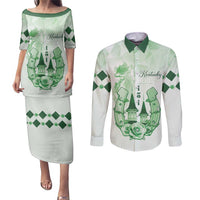 Kentucky Horse Racing Couples Matching Puletasi and Long Sleeve Button Shirt 151st Anniversary Green Version LT05